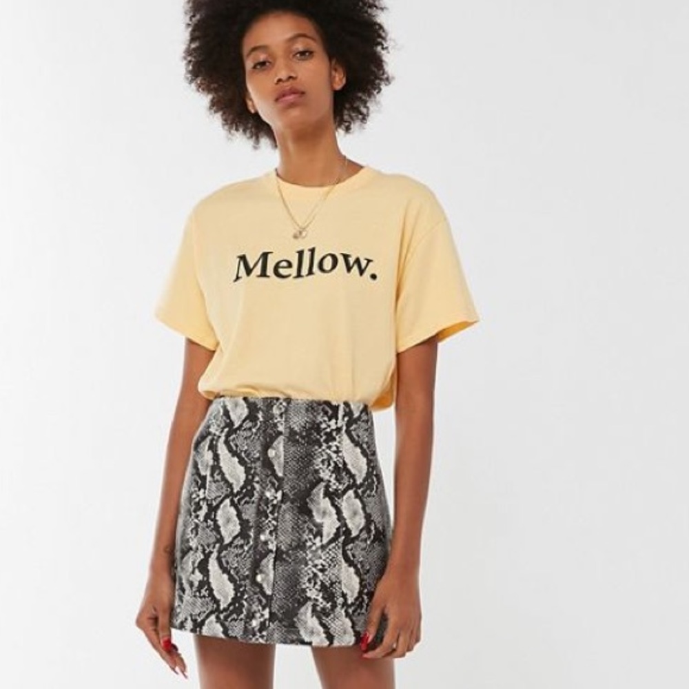snake print button up mini skirt from UO